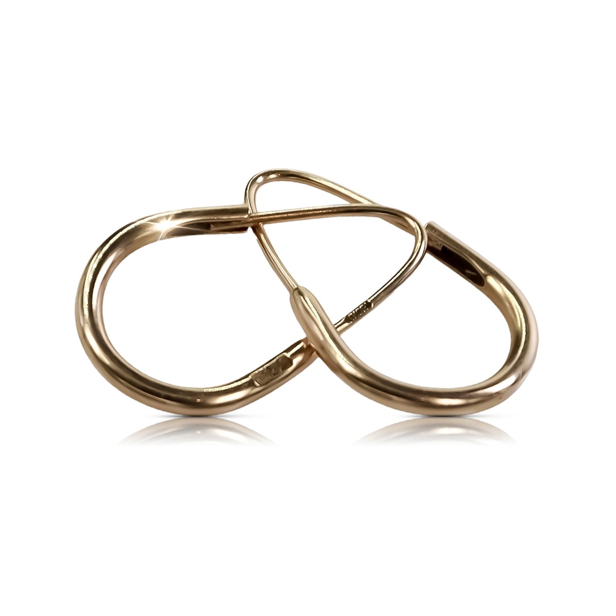 "Vintage 14k 585 Roségold Hoops Ohrringe, Keine Steine" ven016