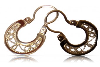 "Original Vintage Rose Pink 14K Gold Gipsy Style Earrings"  ven025