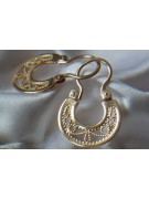 "Original Vintage Rose Pink 14K Gold Gipsy Style Earrings"  ven025