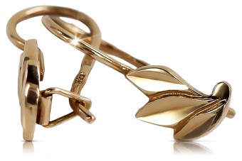 "14 Karat 585 Gold, Keine Steine, Originales Vintage-Roségold Blatt Design Ohrringe" ven028