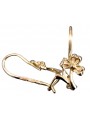 "14K 585 Gold Vintage Rose Pink Flower Earrings - Original and Stone-Free" ven036