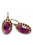Vintage rose pink 14k 585 gold earrings vec064 alexandrite ruby emerald sapphire ...
