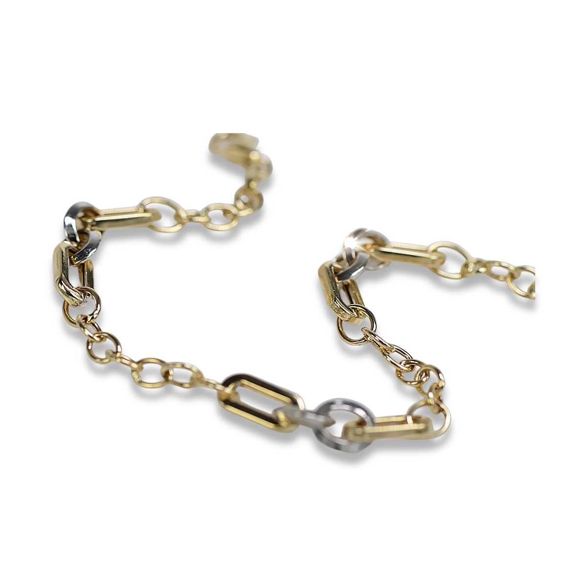 Pulsera de lujo de oro italiano blanco amarillo de 14k cb148yw