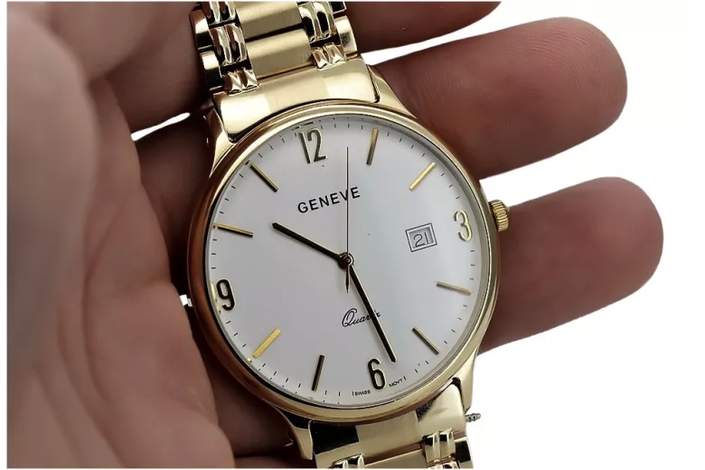 Złoty zegarek męski 14k 585 z bransoletą Geneve mw017ydw&mbw006y