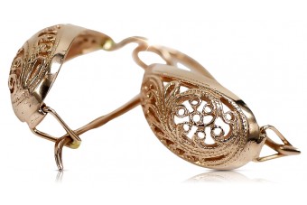 "14 Karat Vintage Roségold Ohrringe im Blatt Design ohne Steine" ven023