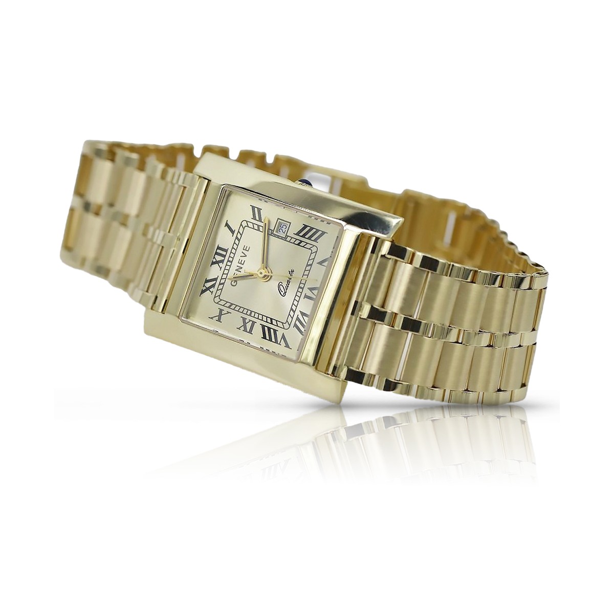 Herrenuhr aus 14-karätigem 585er Gold mit Armband Geneve mw009y&mbw007y21cm