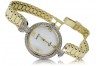 Prześliczny 14k złoty damski zegarek Geneve z perłową tarczą lw004ydpr