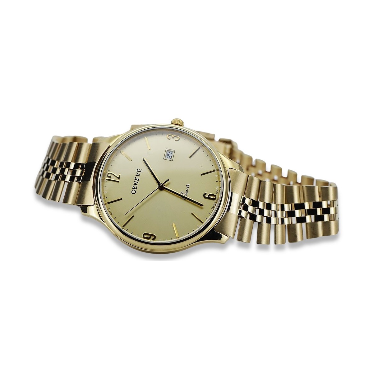 Мужские часы из золота 14 карат 585 пробы с браслетом Geneve mw017y&mbw018y