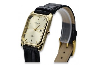 Жълт 14k златен 585 мъжки часовник Geneve mw001y