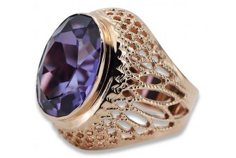 Vintage Rose Gold Ring 14K Alexandrite Ruby Emerald Sapphire Zircon 585 vrc089