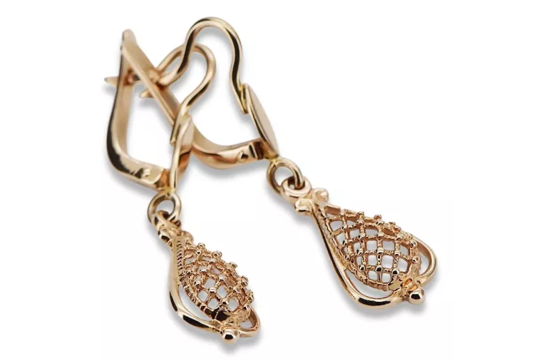 "Original Vintage 14K Rose Gold Leaf Earrings Without Stones" ven151