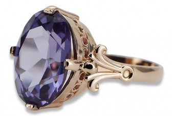 Vintage Rose Gold Ring 14K Alexandrite Ruby Emerald Sapphire Zircon 585 vrc369