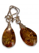 Russian Soviet silver rose gold plated 925 Amber earrings veab002