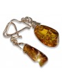 Russian Soviet silver rose gold plated 925 Amber earrings veab002