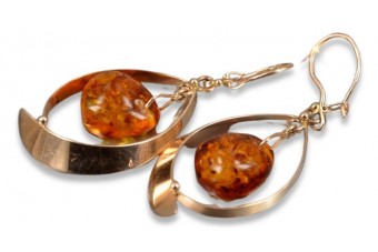 "Vintage Silver 925 Amber Necklace with Rose Gold Plating" veab009