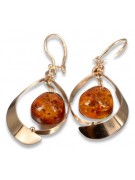 Russian Soviet silver rose gold plated 925 Amber earrings veab009