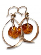 Russian Soviet silver rose gold plated 925 Amber earrings veab009