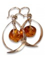 Russian Soviet silver rose gold plated 925 Amber earrings veab009