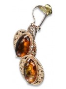 Russian Soviet silver rose gold plated 925 Amber earrings veab011