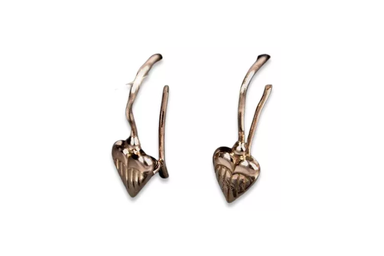"Original Vintage 14K Rose Gold Heart-Shaped Earrings - No Stones" ven090