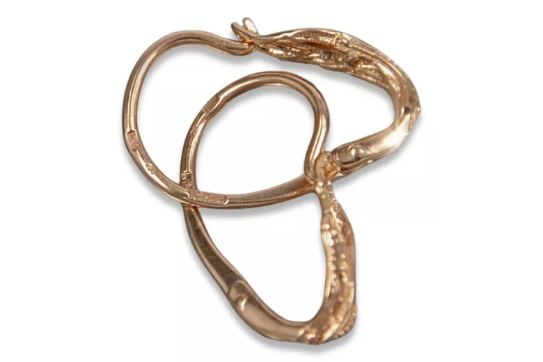 "Vintage 14K 585 Gold Leaf Earrings in Rose Pink - No Stones" ven092