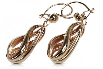 Елегантні сережки з рожевого 14К золота в стилі вінтаж cen015r