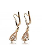 "Or rose 14 carats 585, Boucles d'oreilles feuille vintage Pas de pierres" ven151