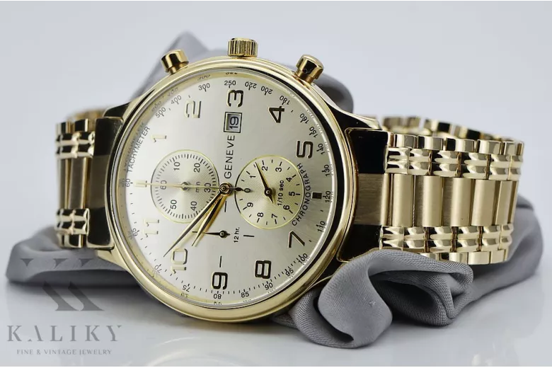 Złoty zegarek 14k 585 z bransoletą męski Geneve mw005ydy&mbw012y