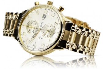 Yellow 14k gold men's watch Geneve wristwatch mw005ydy&mbw012y