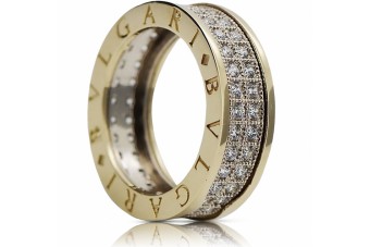 Булгари кольцо для дамы из 14-каратного 585 желтого золота с цирконом crc006yw