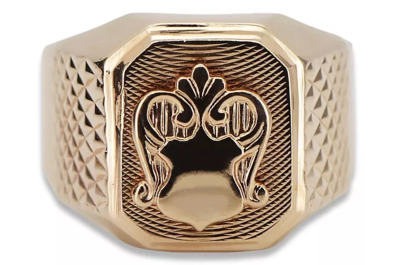 Rosa rusa Joyería de oro soviética anillo de hombre