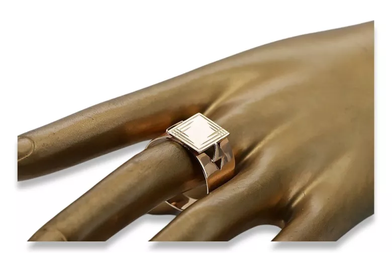 Руска роза Съветски 14k 585 злато Мъжки пръстен за печат vsn042