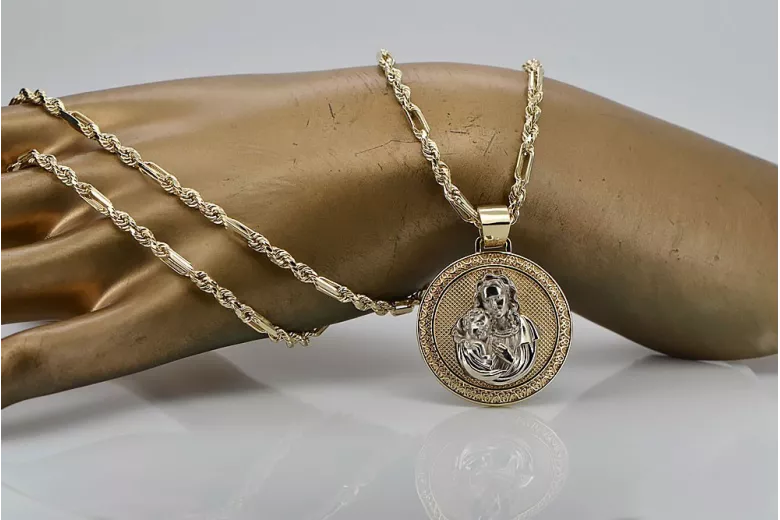 "Медальон-подвеска с изображением Марии из 14-каратного желтого золота" pm027yw