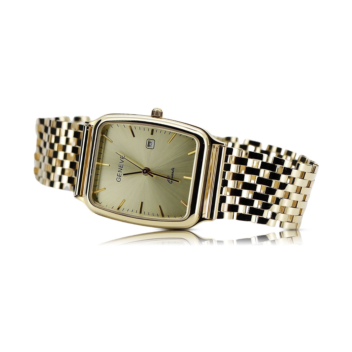 Gold men's watch Geneve ★ zlotychlopak.pl ★ Gold purity 585 333 Low Price!