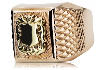 Винтажное мужское кольцо-печатка из розового золота 14 карат 585 пробы vsn029