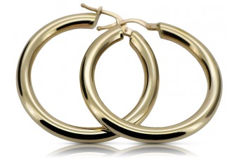 Yellow Italian 14k 585 gold circle hoop earrings ceh001y