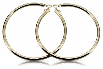 Yellow Italian 14k 585 gold circle hoop earrings ceh004y