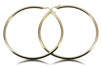 Желтые серьги-кольца из итальянского золота 14 карат 585 пробы ceh005y