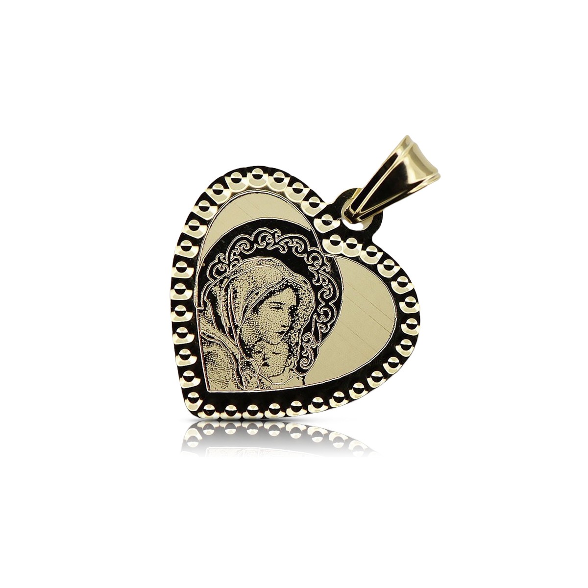 Pendentif icône médaillon Mary en or jaune 14 carats pm029y