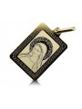 Yellow 14k gold Mary medallion icon pendant pm030y