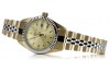 Montre-bracelet pour femme en or jaune 14 carats 585 Montre Geneve style Rolex lw020ydy&lbw010y