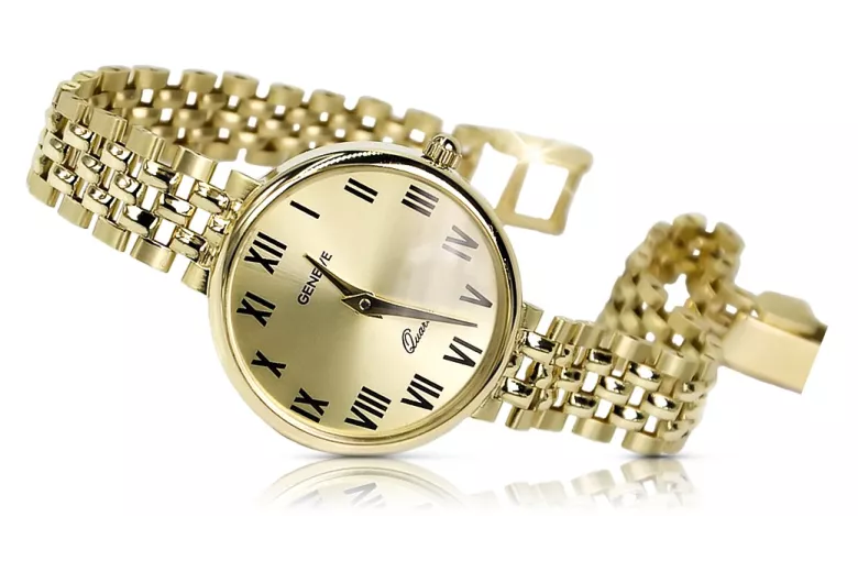 precioso reloj de mujer Geneve Lw011y de oro de 14 quilates