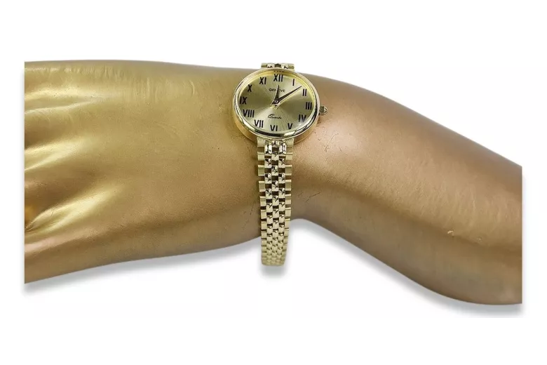 копія чудового жіночого годинника Geneve Lw011y із 14-каратного золота