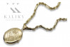 Pendentif en or 14 carats boîte ovale 585 avec chaîne Corda Figaro cpn054y&cc082y