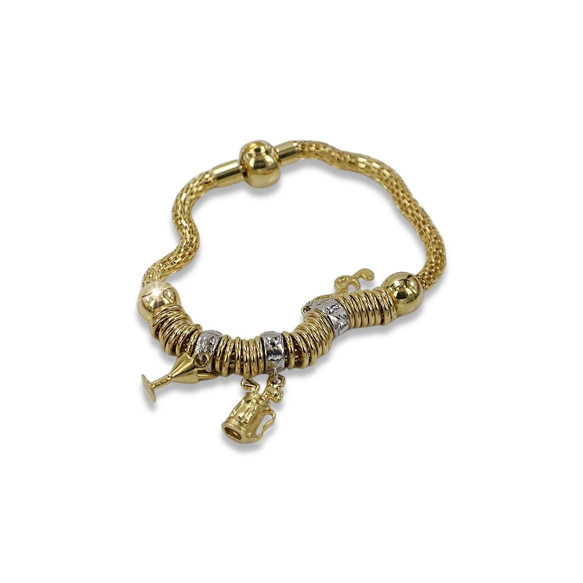Italienisches gelbes 14-Karat-Gold-Charm-Armband cb110y