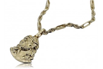 medalion de aur Bozia 14k 585 cu lanț Corda Figaro pj004y20&cc004y50