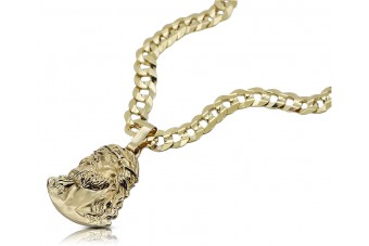Yellow 14k gold Jezus pendant with Elegant chain pj004y28&cc099y55