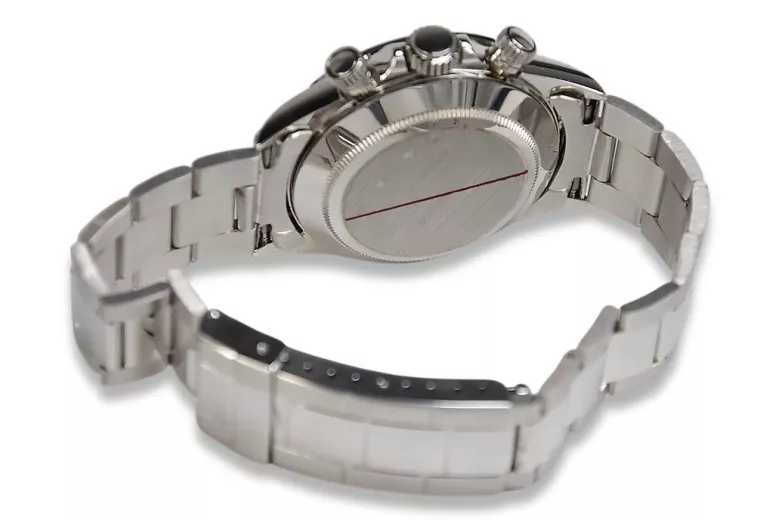 Męski zegarek z białego złota 14k 585 Geneve w stylu Rolex mw041w