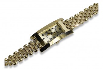 Италиански жълт 14k 585 златен дамски часовник Geneve ръчен часовник lw001y