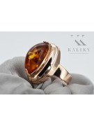 Russian rose Soviet pink USSR red 585 583 gold amber ring vrab004